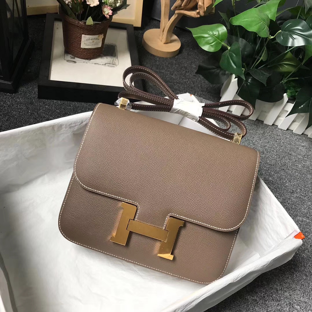 Hermès（爱马仕）CK18 大象灰 原厂御用顶级Epsom 皮 Constance 24 金扣 现货