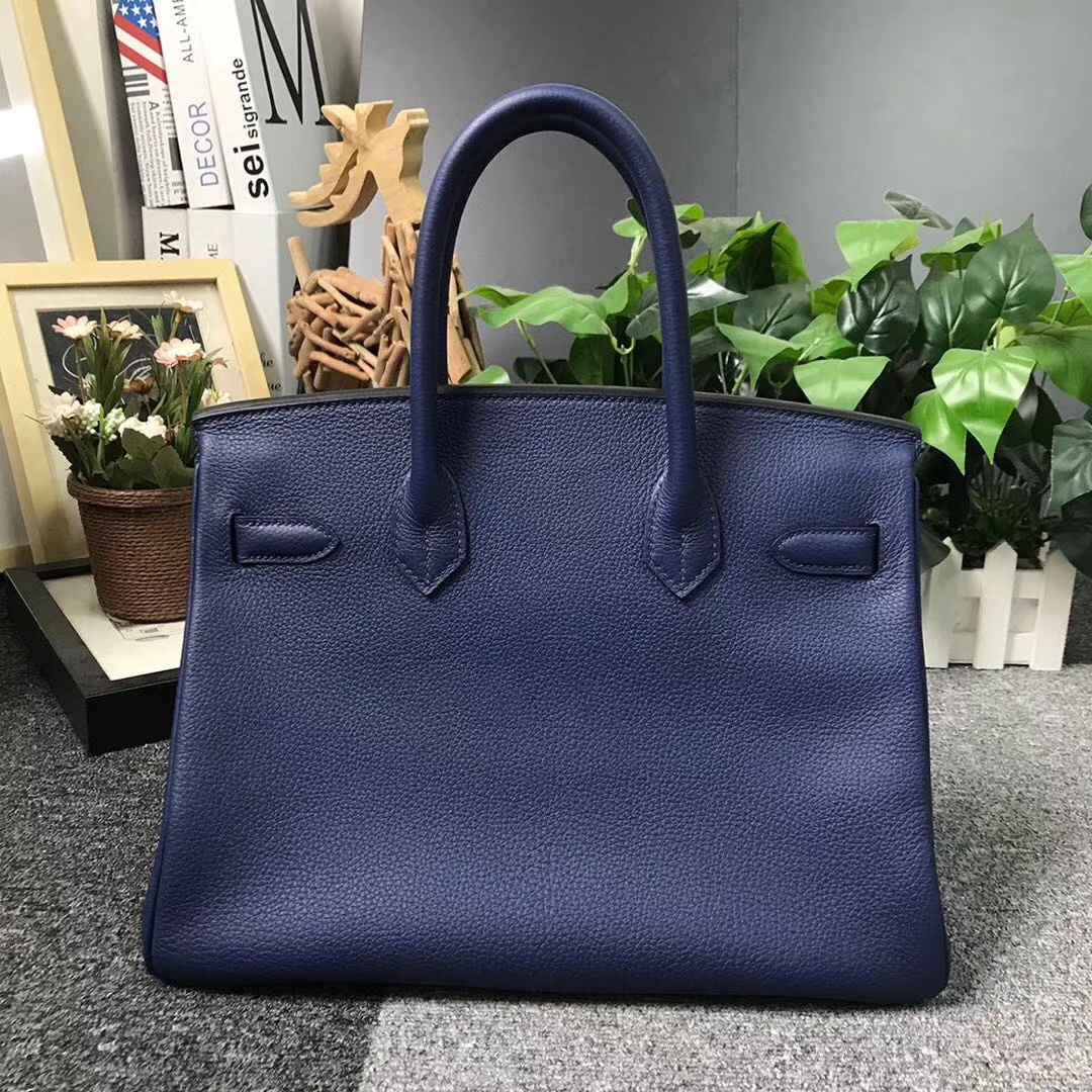 Hermès（爱马仕）7K 宝石蓝 原厂御用顶级小牛皮 Birkin 30 银扣