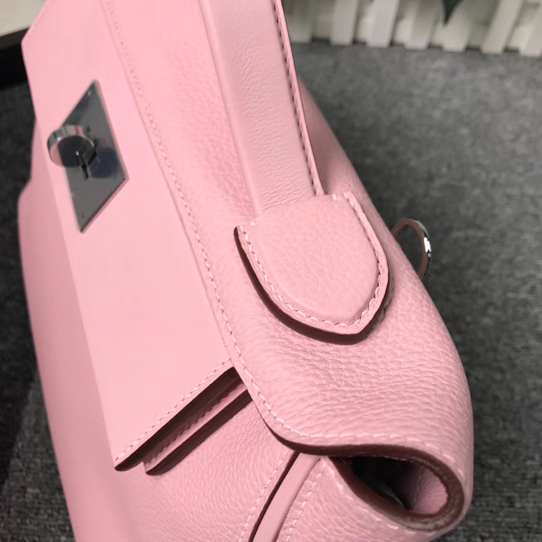 Hermès（爱马仕）3Q新樱花粉 原厂御用顶级小牛皮拼Swift 皮 2424 银扣