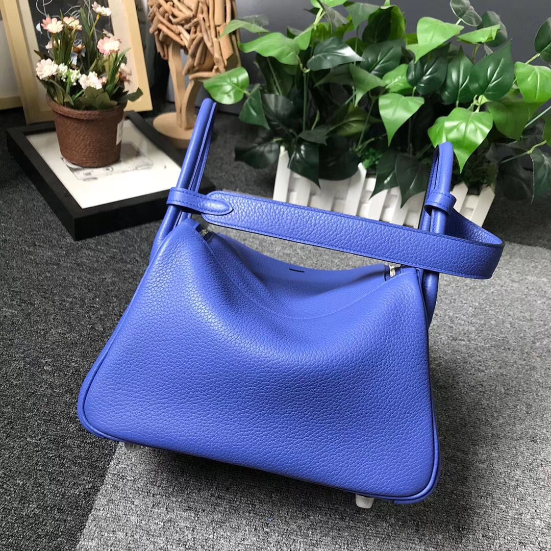 Hermès（爱马仕）明蓝色 原厂御用顶级TC 皮 Lindy 26 银扣 现货