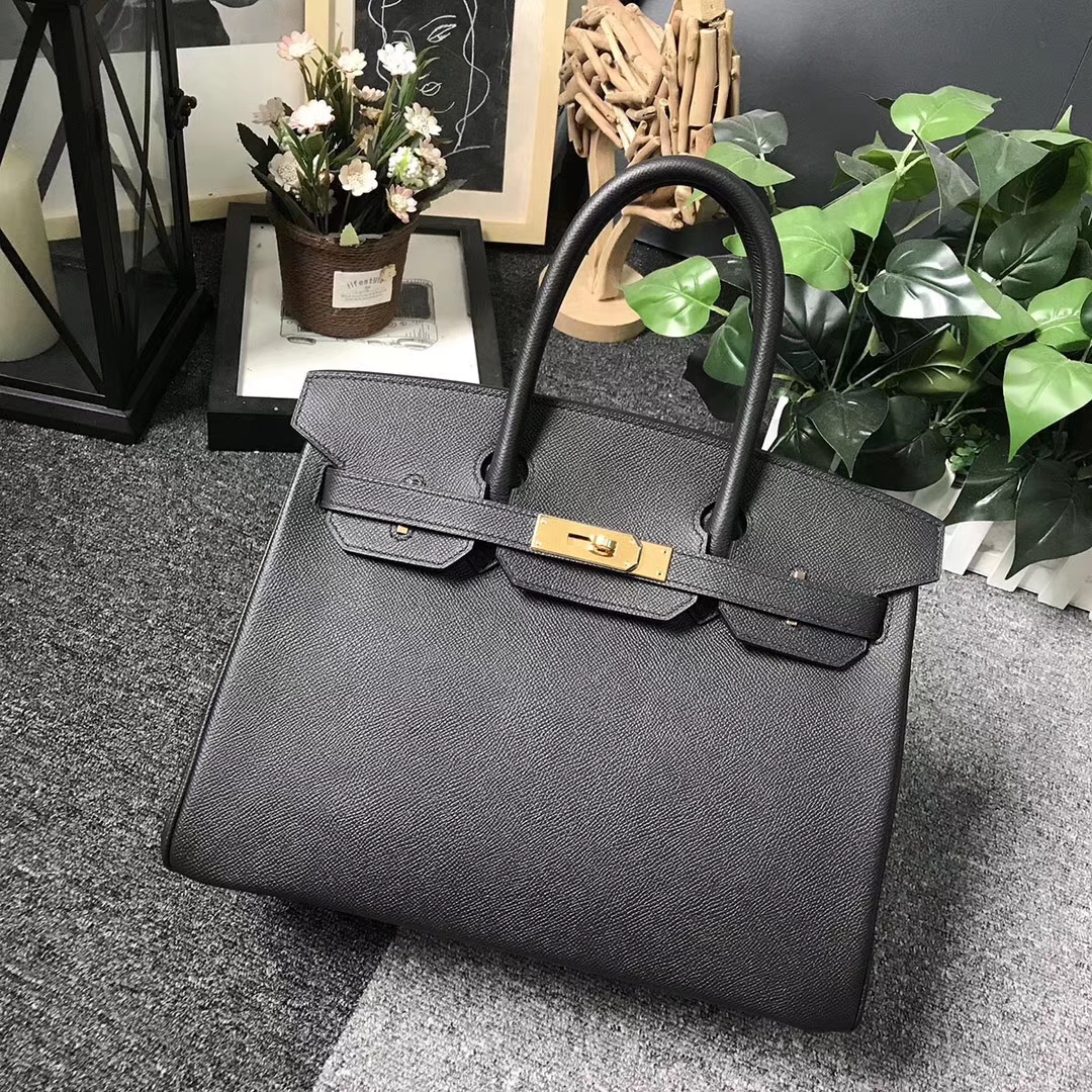 Hermès（爱马仕）Birkin 铂金包 CK89 黑色 原厂御用顶级Epsom皮 金扣 30cm 现货