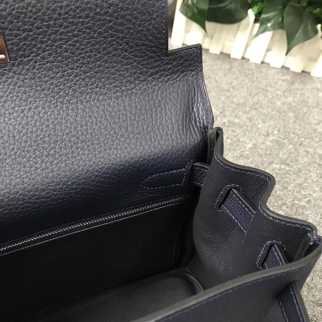 Hermès（爱马仕）午夜蓝 原厂御用顶级小牛皮 Kelly 28 银扣
