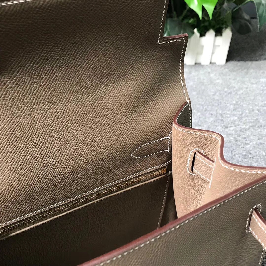 Hermès（爱马仕）CK18 大象灰 原厂御用顶级Epsom 皮 Kelly 32 外缝 金扣