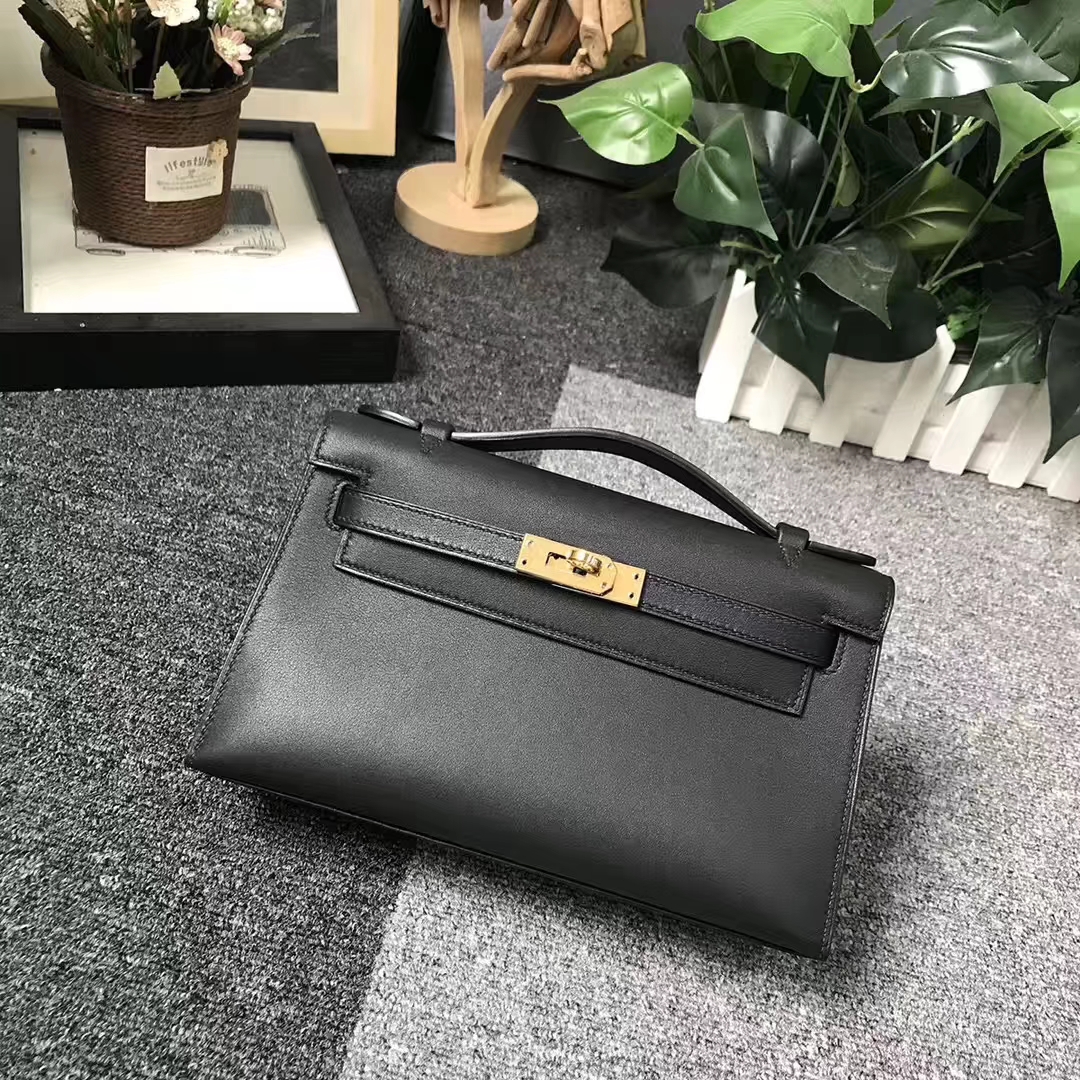 Hermès（爱马仕）CK89 黑色 原厂御用顶级swift皮 Mini Kelly 银扣 现货