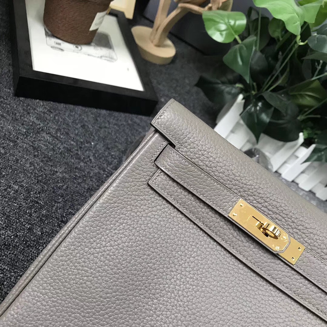 Hermès（爱马仕）M8 沥青灰 原厂御用顶级TC 皮 Kelly ado 金扣 现货