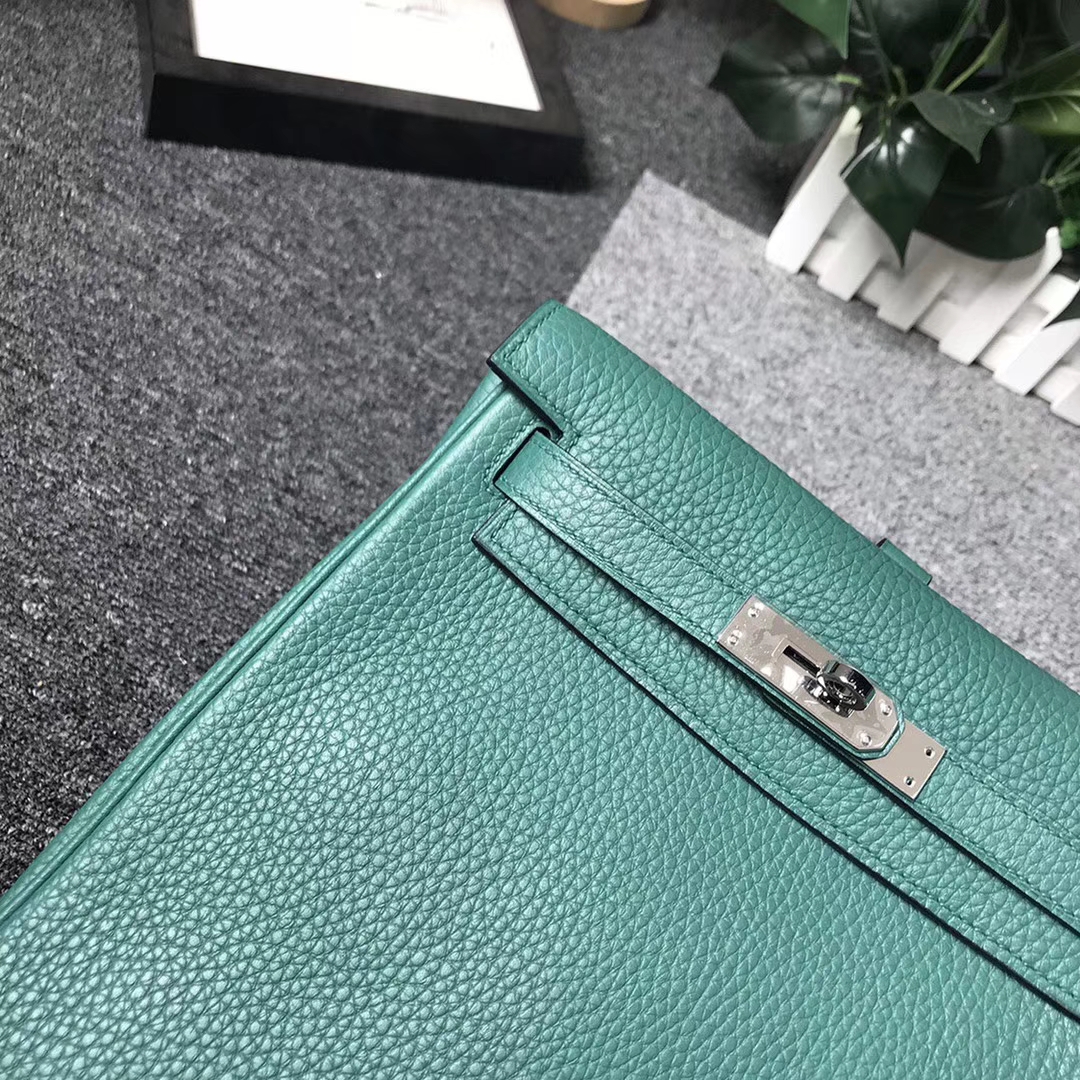 Hermès（爱马仕）Z6 孔雀绿 原厂御用顶级TC 皮 Kelly ado 银扣 现货