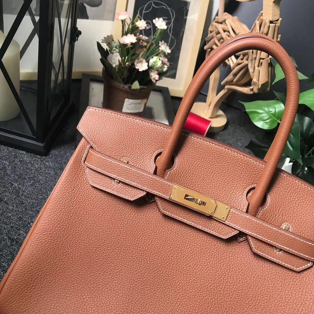 Hermès（爱马仕）C37 金棕色 原厂御用顶级小牛皮 Birkin 30 金扣 现货