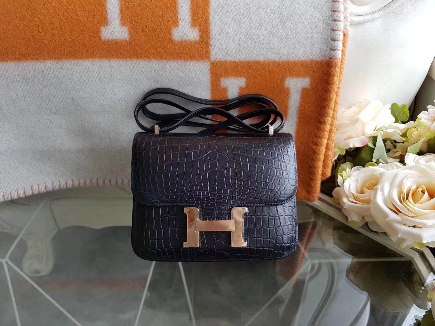 Hermès（爱马仕）constance 19 雾面皮 NOIR cc89黑色 玫瑰金扣