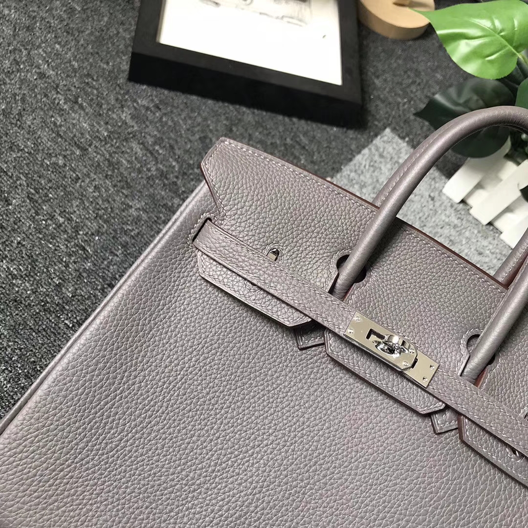 Hermès（爱马仕）8F锡器灰 原厂御用顶级小牛皮 Birkin 25 银扣