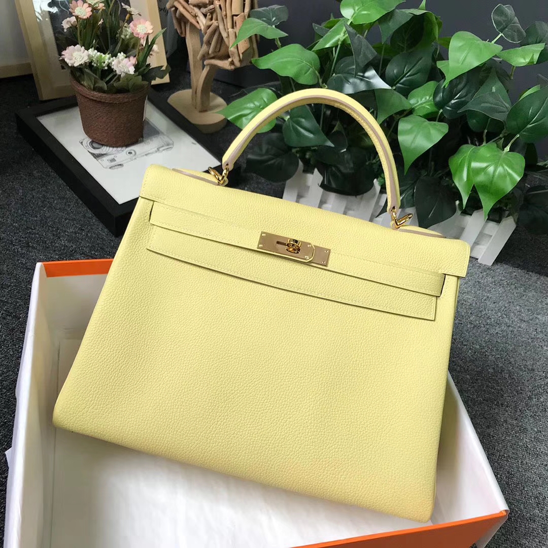 Hermès（爱马仕）1Z小鸡黄 原厂御用顶级小牛皮 Kelly 32 金扣