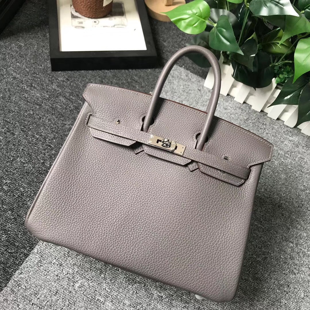 Hermès（爱马仕）8F锡器灰 原厂御用顶级小牛皮 Birkin 25 银扣
