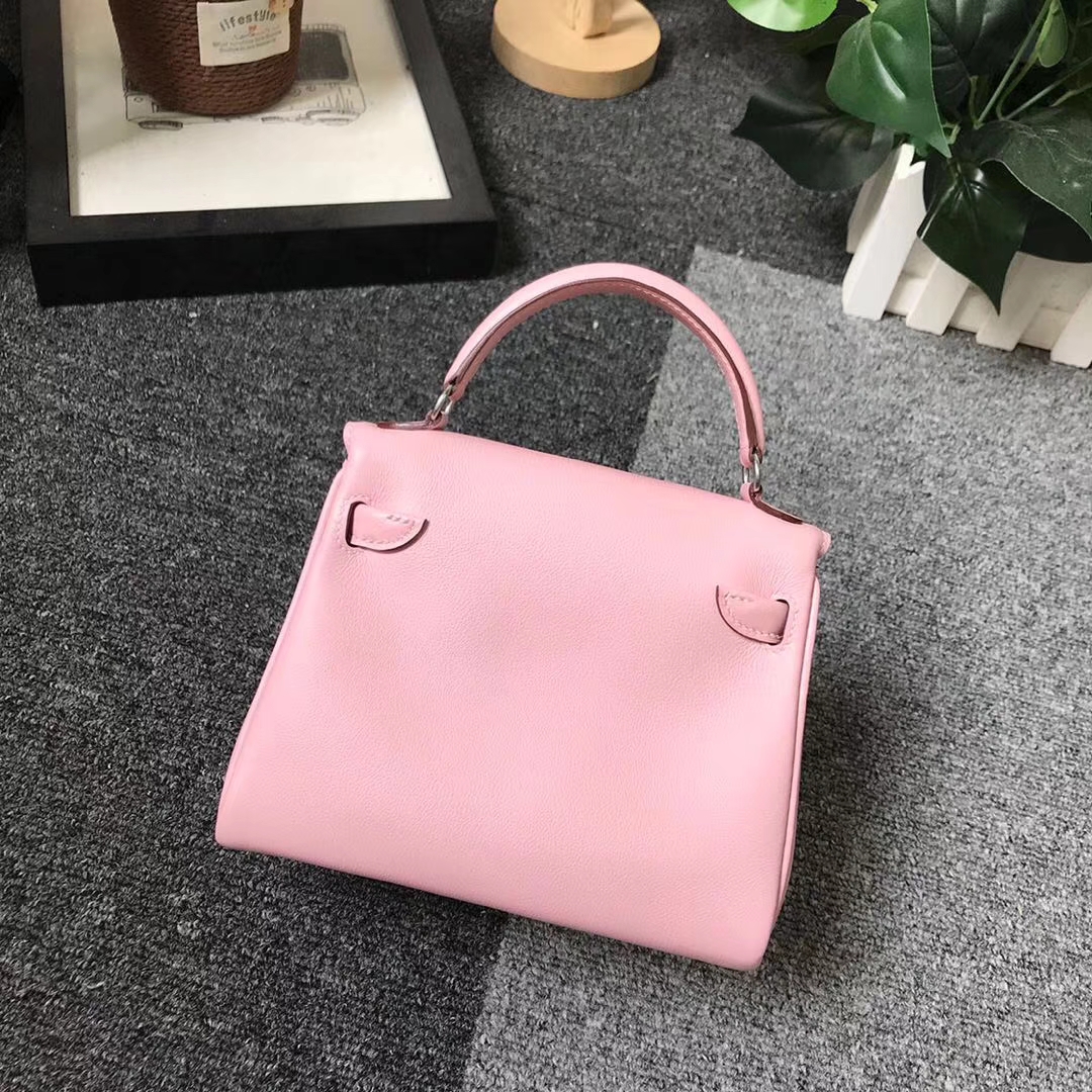 Hermès（爱马仕）3Q新樱花粉拼糖果蓝 原厂御用顶级Swift 皮 Kelly doll  银扣