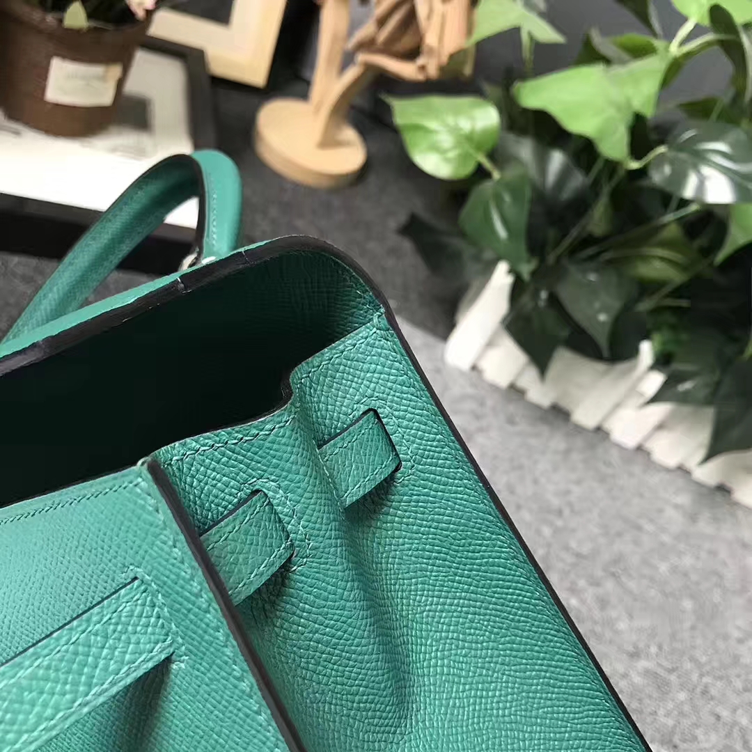 Hermès（爱马仕）Z6 孔雀绿 原厂御用顶级Epsom 皮 Kelly 25 外缝 银扣