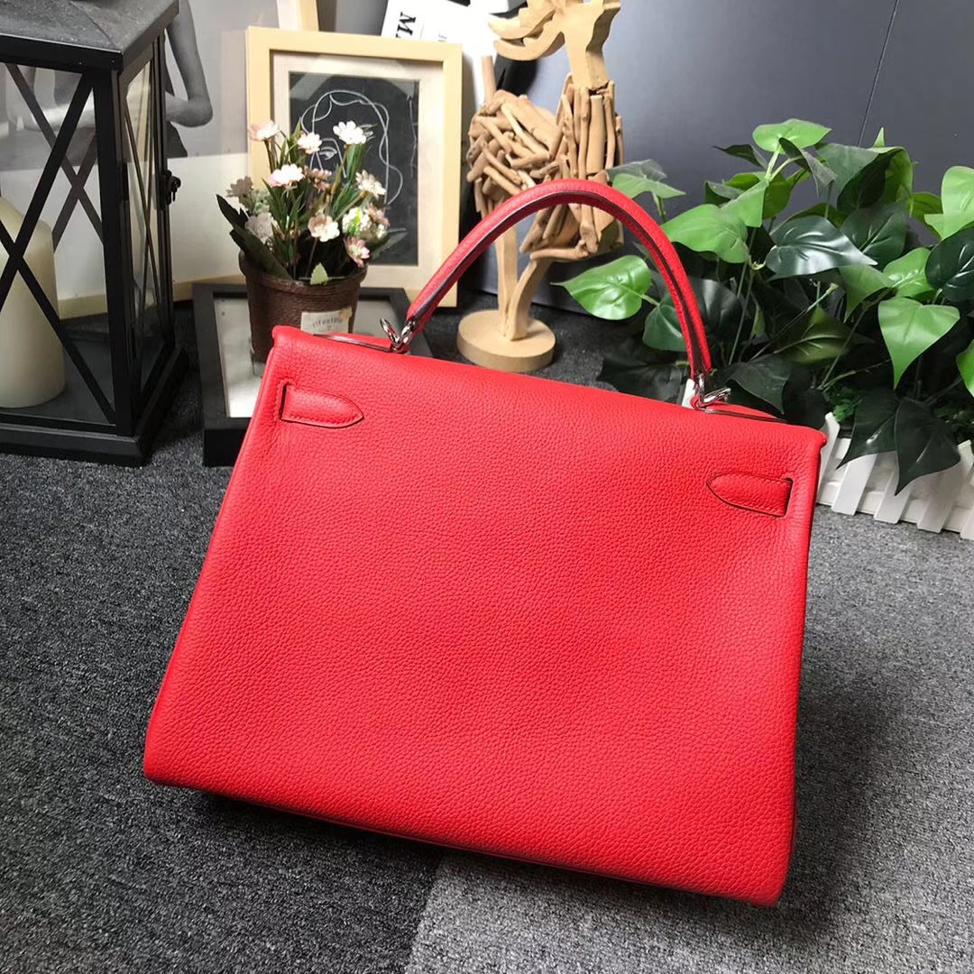 Hermès（爱马仕）Q5 中国红 糖果红 原厂御用顶级小牛皮 Kelly 32 银扣
