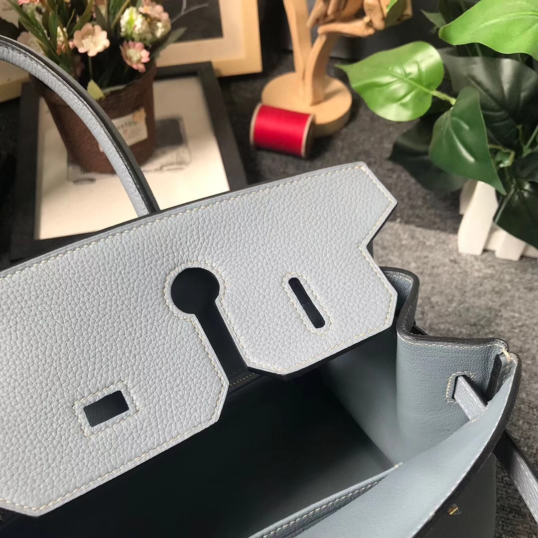 Hermès（爱马仕）J7 亚麻蓝 原厂御用顶级小牛皮 Birkin 30 金扣 现货