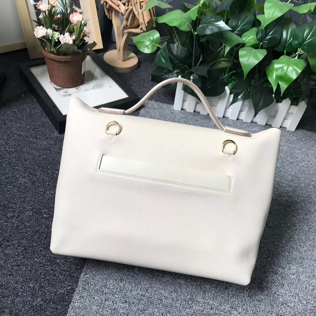 Hermès（爱马仕）奶昔白 原厂御用顶级小牛皮拼Swift 皮 2424 金扣