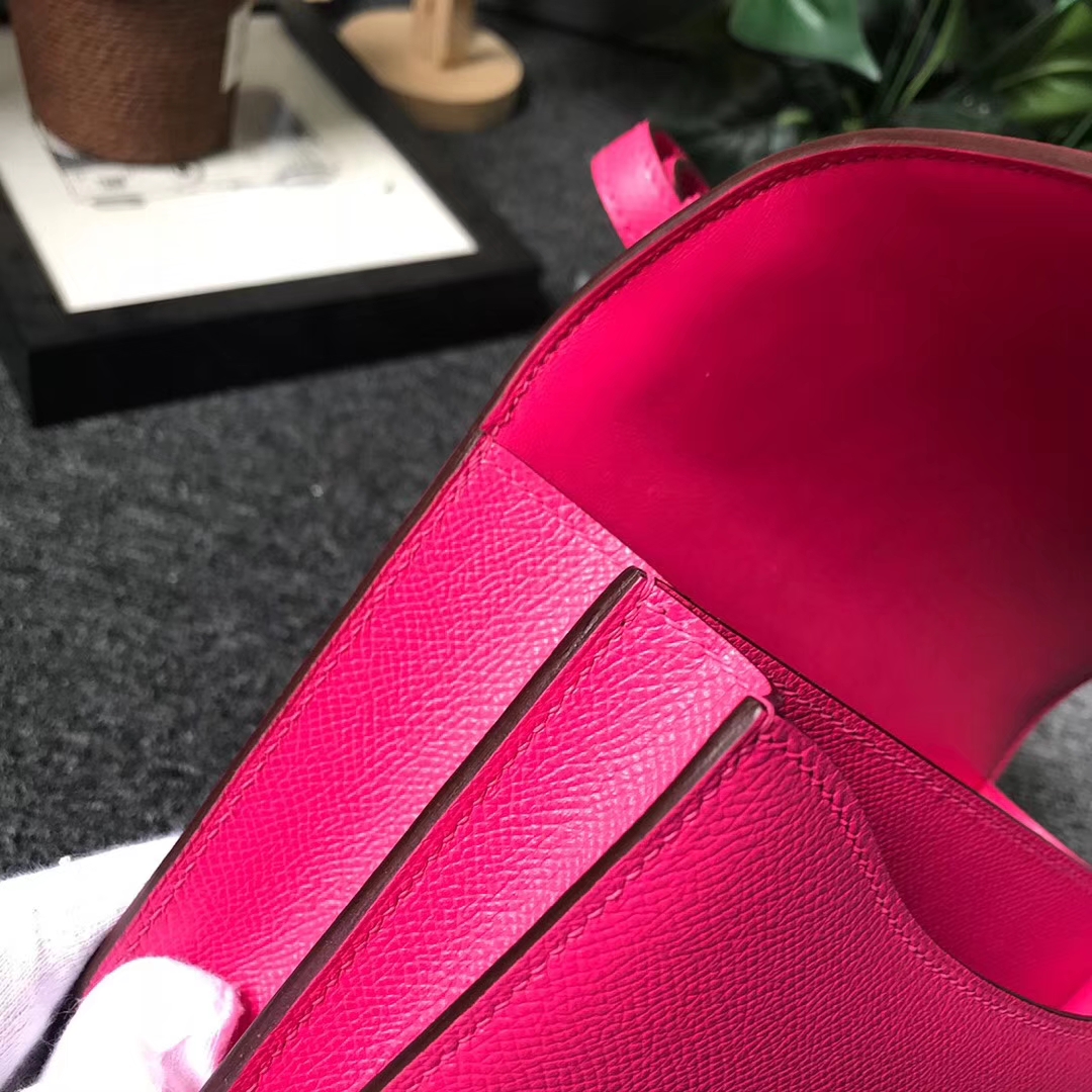 Hermès（爱马仕）E5糖果粉 本色线 原厂御用顶级Epsom 皮 Constance 19 银扣