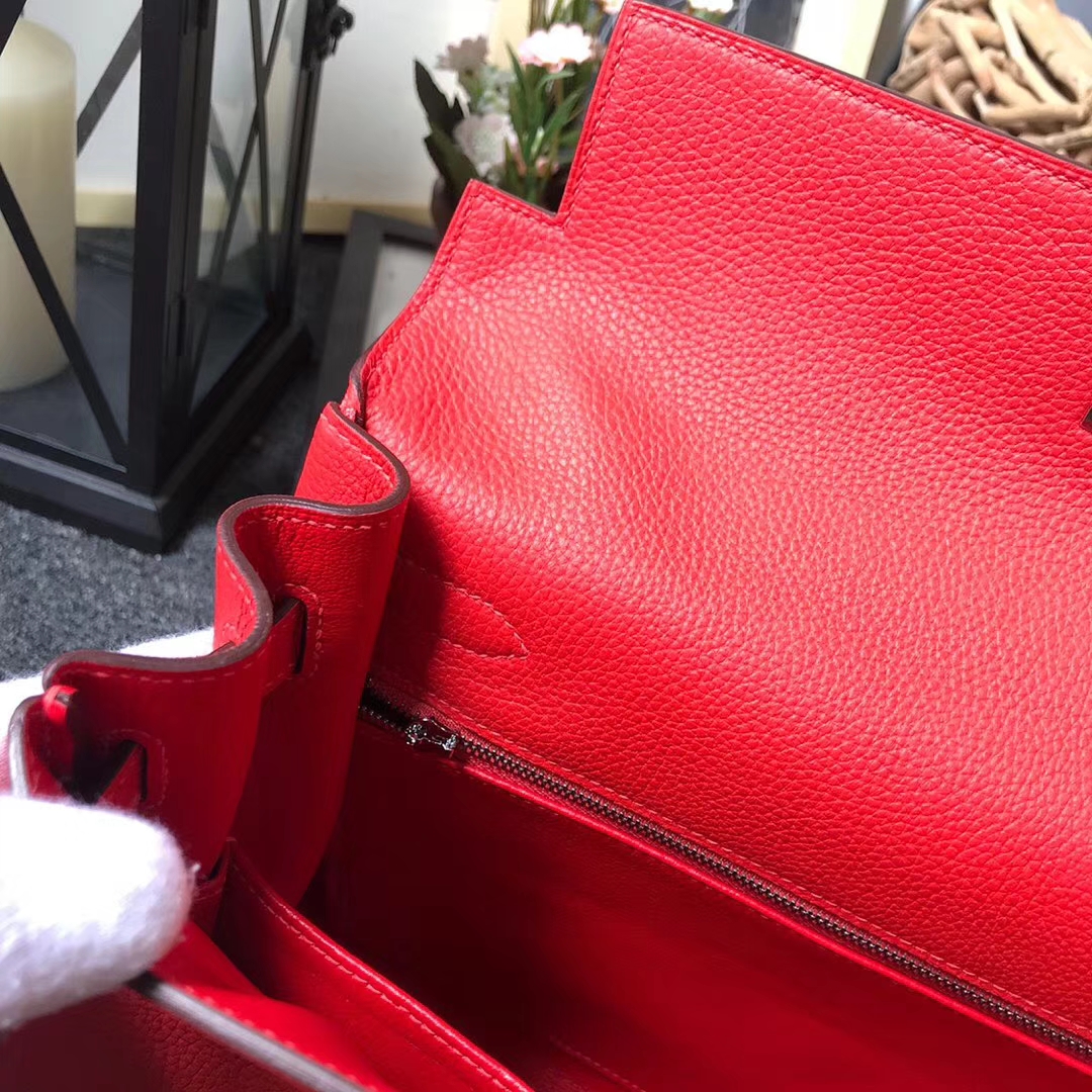 Hermès（爱马仕）Q5 中国红 糖果红 原厂御用顶级小牛皮 Kelly 32 银扣