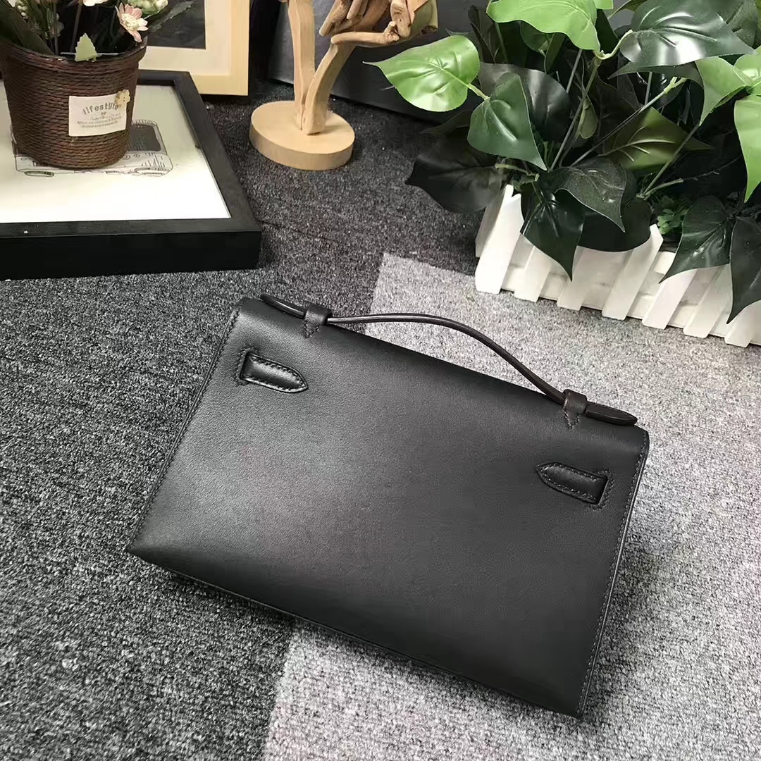 Hermès（爱马仕）CK89 黑色 原厂御用顶级swift皮 Mini Kelly 银扣 现货