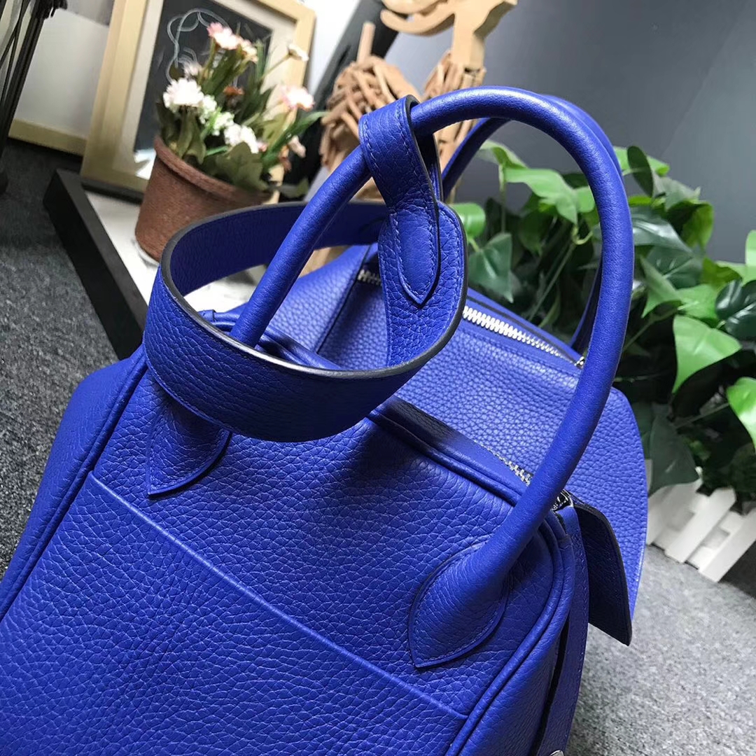 Hermès（爱马仕）7T电光蓝 原厂御用顶级TC 皮 Lindy 30 银扣 现货