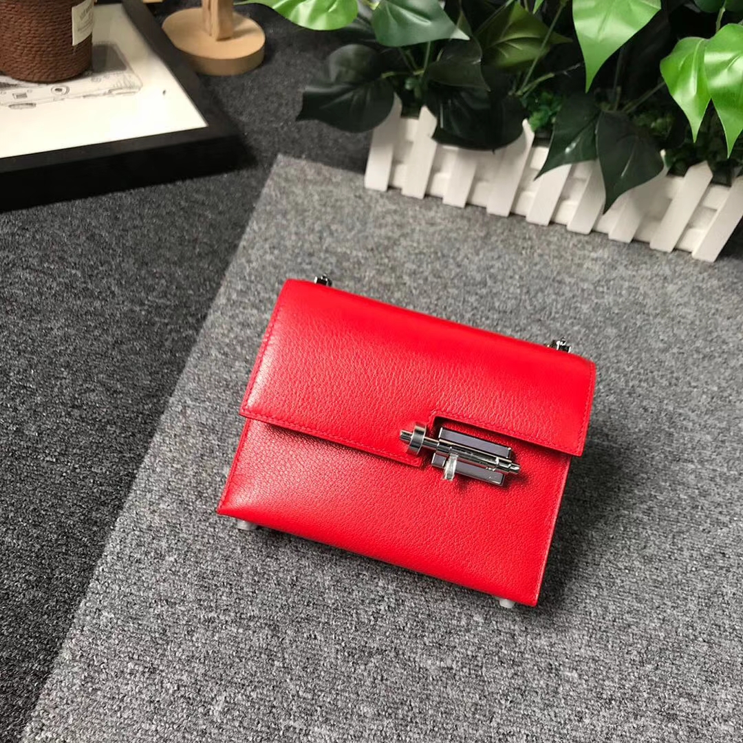 Hermès（爱马仕）番茄红 原厂御用顶级山羊皮 Verrou 插销包 现货