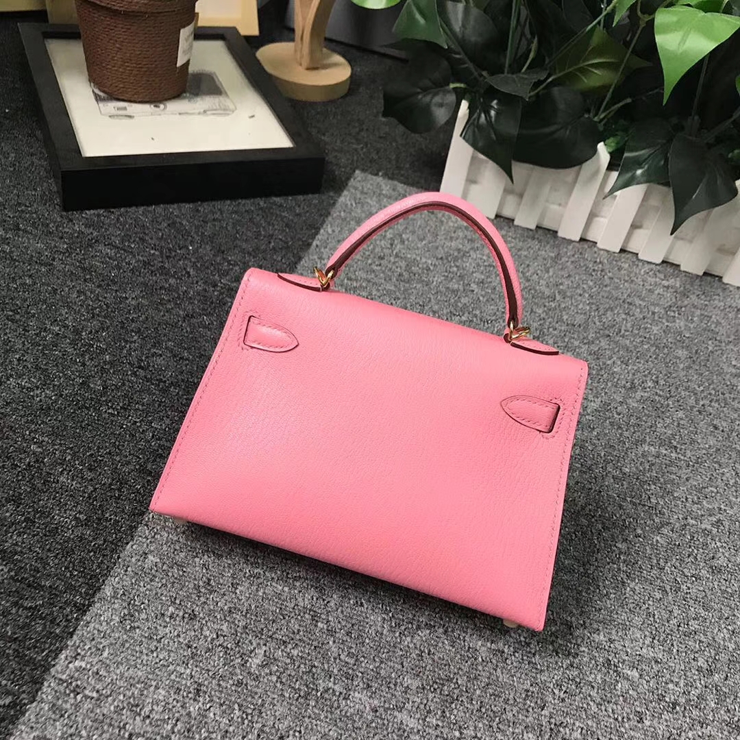 Hermès（爱马仕）1Q奶昔粉 原厂御用顶级山羊皮 Mini Kelly 二代 金扣 现货