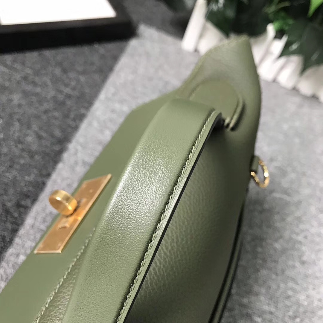 Hermès（爱马仕）V6 丛林绿 原厂御用顶级小牛皮拼Swift 皮 2424 金扣