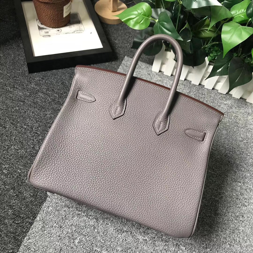 Hermès（爱马仕）8F锡器灰 原厂御用顶级小牛皮 Birkin 25 银扣