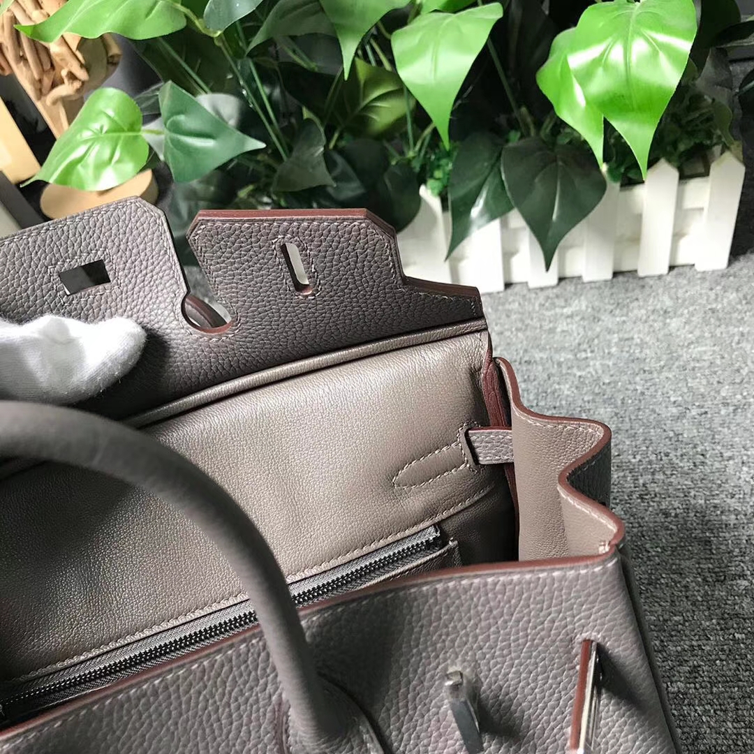 Hermès（爱马仕）8F锡器灰 原厂御用顶级小牛皮 Birkin 25 银扣