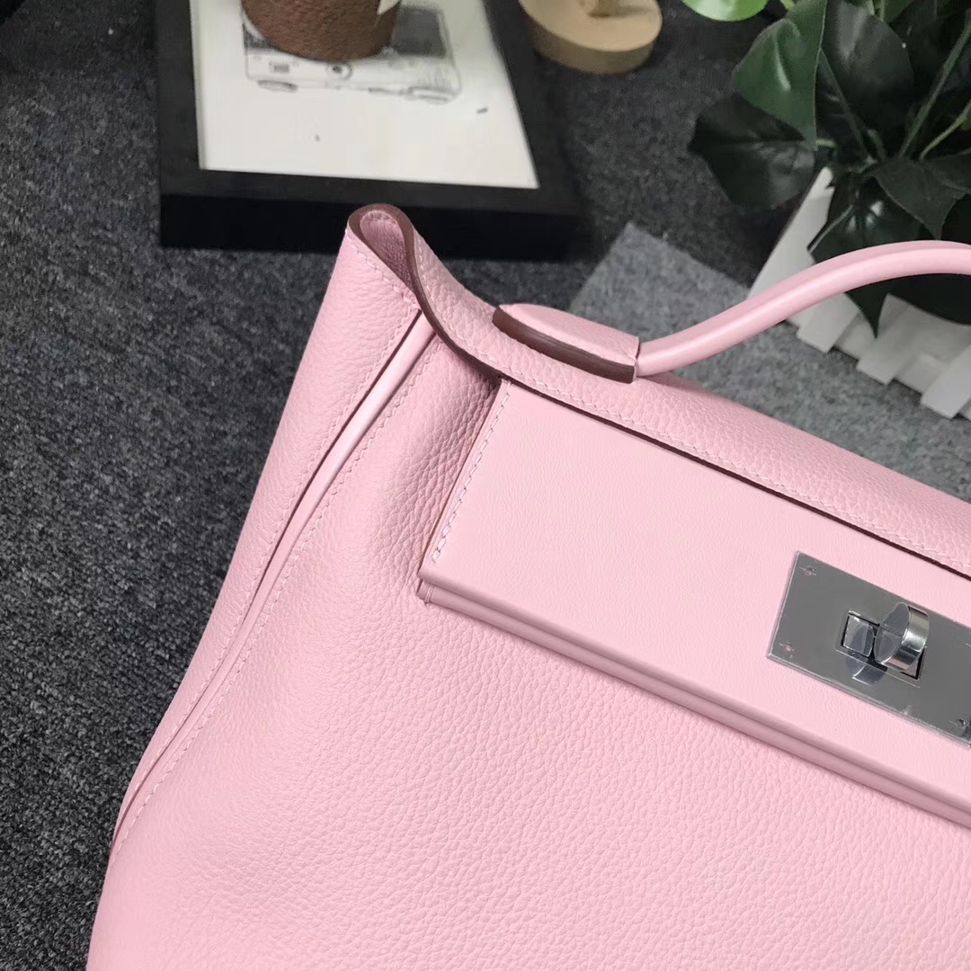 Hermès（爱马仕）3Q新樱花粉 原厂御用顶级小牛皮拼Swift 皮 2424 银扣