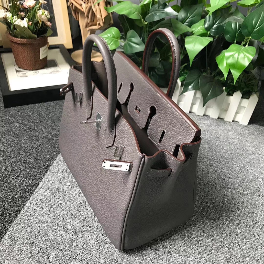 Hermès（爱马仕）8F锡器灰 原厂御用顶级小牛皮 Birkin 25 银扣