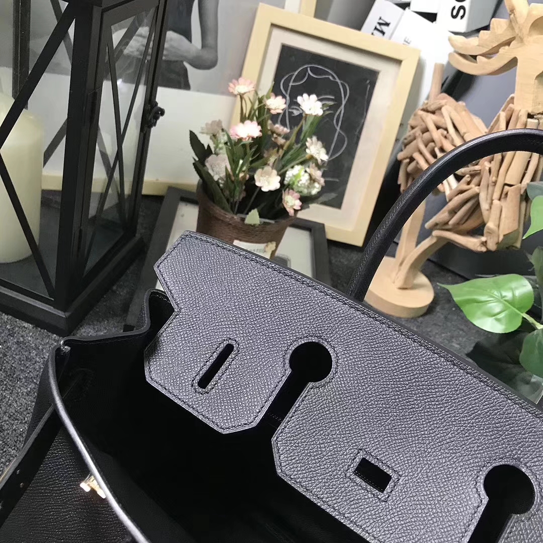 Hermès（爱马仕）Birkin 铂金包 CK89 黑色 原厂御用顶级Epsom皮 金扣 30cm 现货