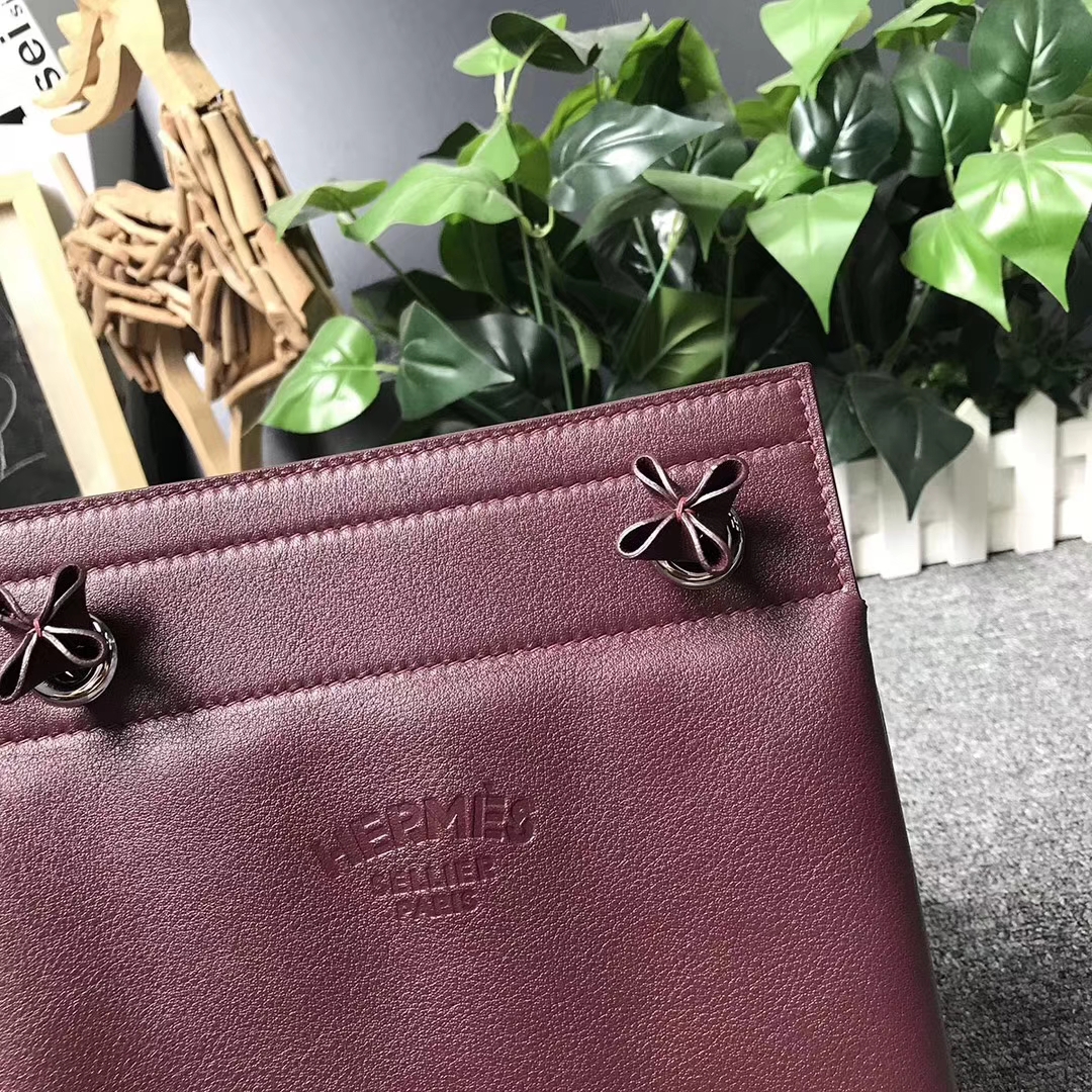Hermès（爱马仕）Aline 艾琳包 酒红色 原厂御用顶级Swift 皮 21cm