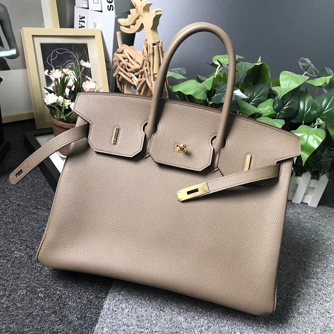 Hermès（爱马仕）CK18 大象灰 本色线 原厂御用顶级小牛皮 Birkin 35 金扣