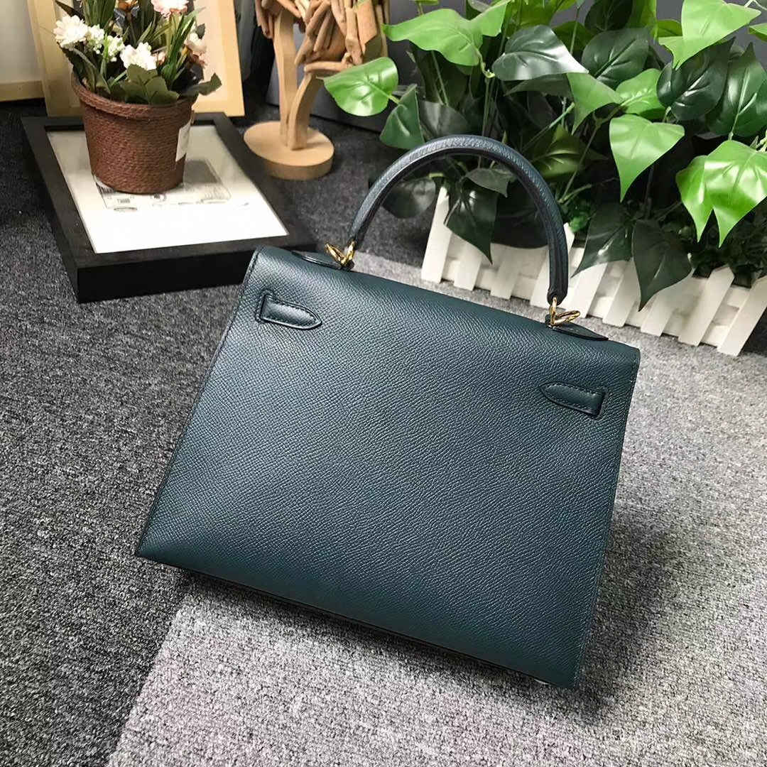Hermès（爱马仕）6O松柏绿 原厂御用顶级Epsom 皮 Kelly 25 外缝 金扣 现货