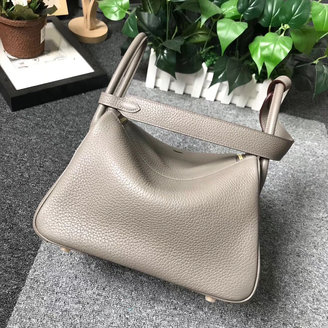 Hermès（爱马仕）8F锡器灰 原厂御用顶级TC 皮 Lindy 26 金扣
