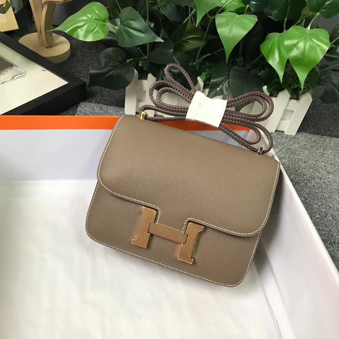 Hermès（爱马仕）CK18 大象灰 原厂御用顶级Epsom 皮 Constance 19 金扣 现货