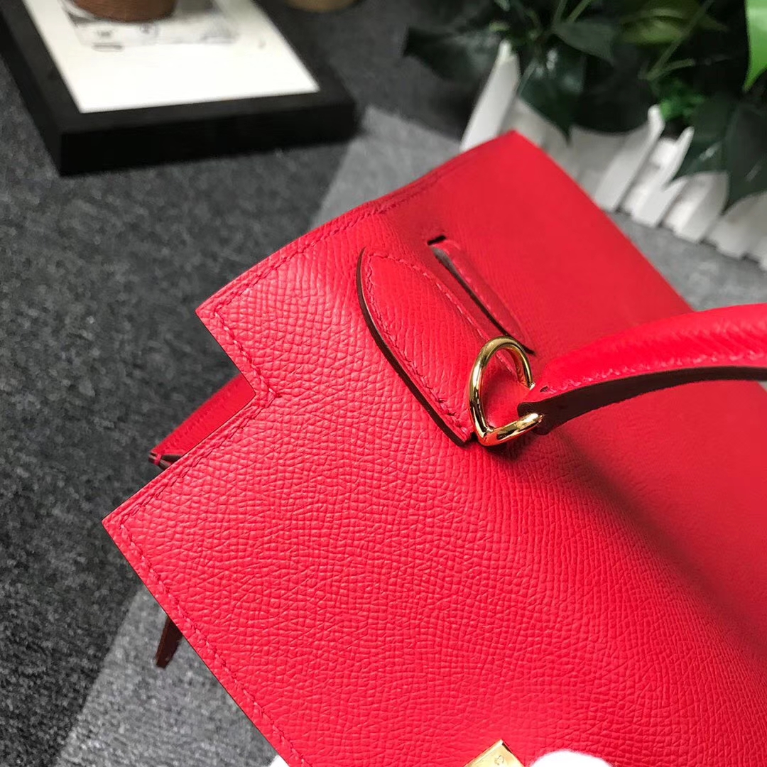 Hermès（爱马仕）Q5 中国红 糖果红 原厂御用顶级Epsom 皮 Kelly 28 外缝 金扣 现货