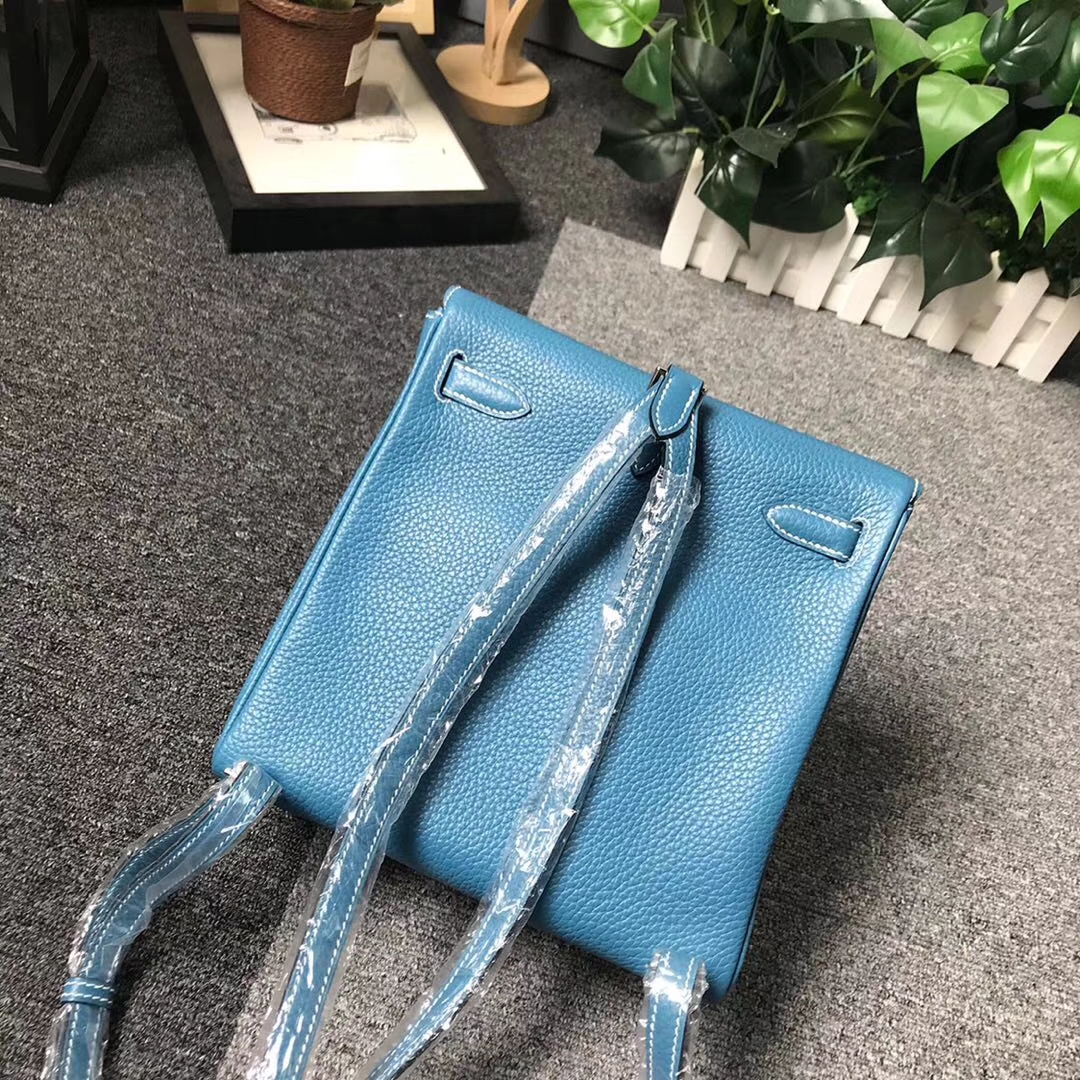 Hermès（爱马仕）牛仔蓝 原厂御用顶级TC 皮 Kelly ado 银扣 现货