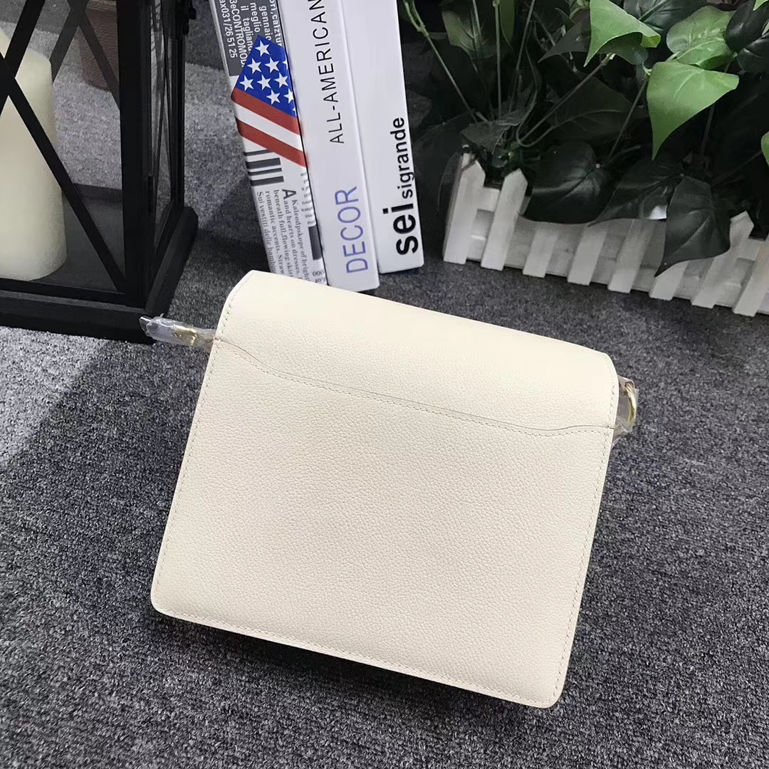 Hermès（爱马仕）Roulis猪鼻包 奶昔白 原厂御用顶级Ever Color 皮 银扣 19cm