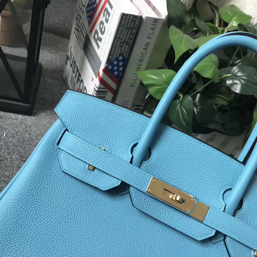 Hermès（爱马仕）Birkin铂金包 北方蓝 原厂御用顶级小牛皮 金扣 30cm