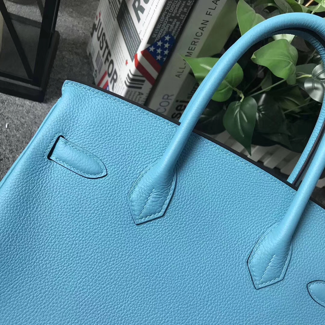 Hermès（爱马仕）Birkin铂金包 北方蓝 原厂御用顶级小牛皮 金扣 30cm