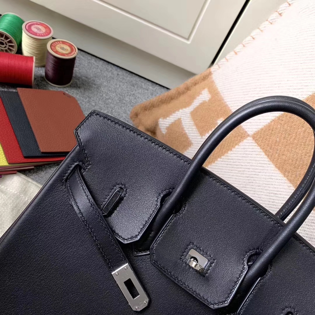 Hermès（爱马仕）Birkin铂金包 CK89 黑色 原厂御用顶级Swift 皮 银扣 25cm