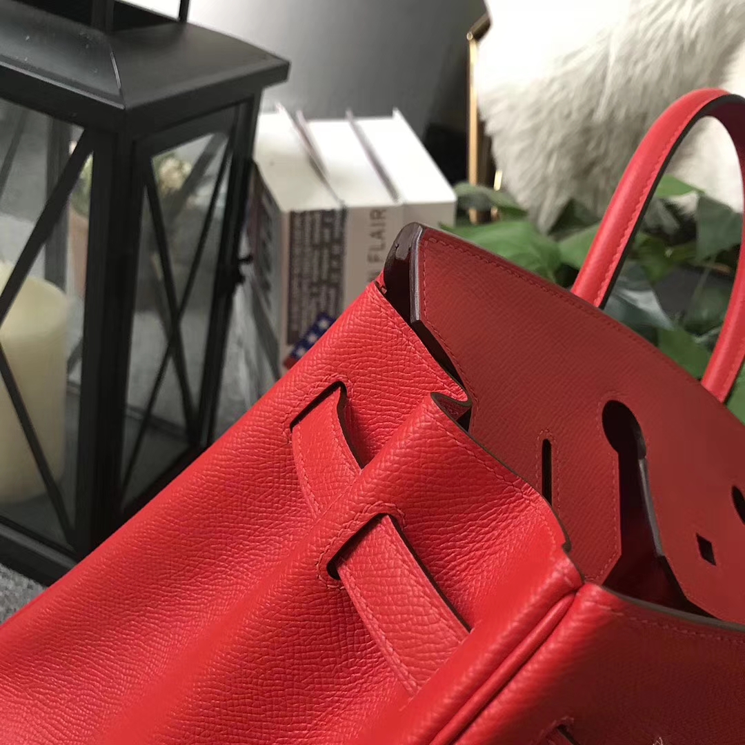 Hermès（爱马仕）心红色 原厂御用顶级Epsom皮 Birkin 30 金扣 现货