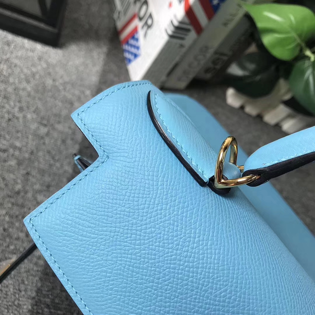Hermès（爱马仕）北方蓝 原厂御用顶级Epsom 皮 Kelly 28 外缝 金扣 现货