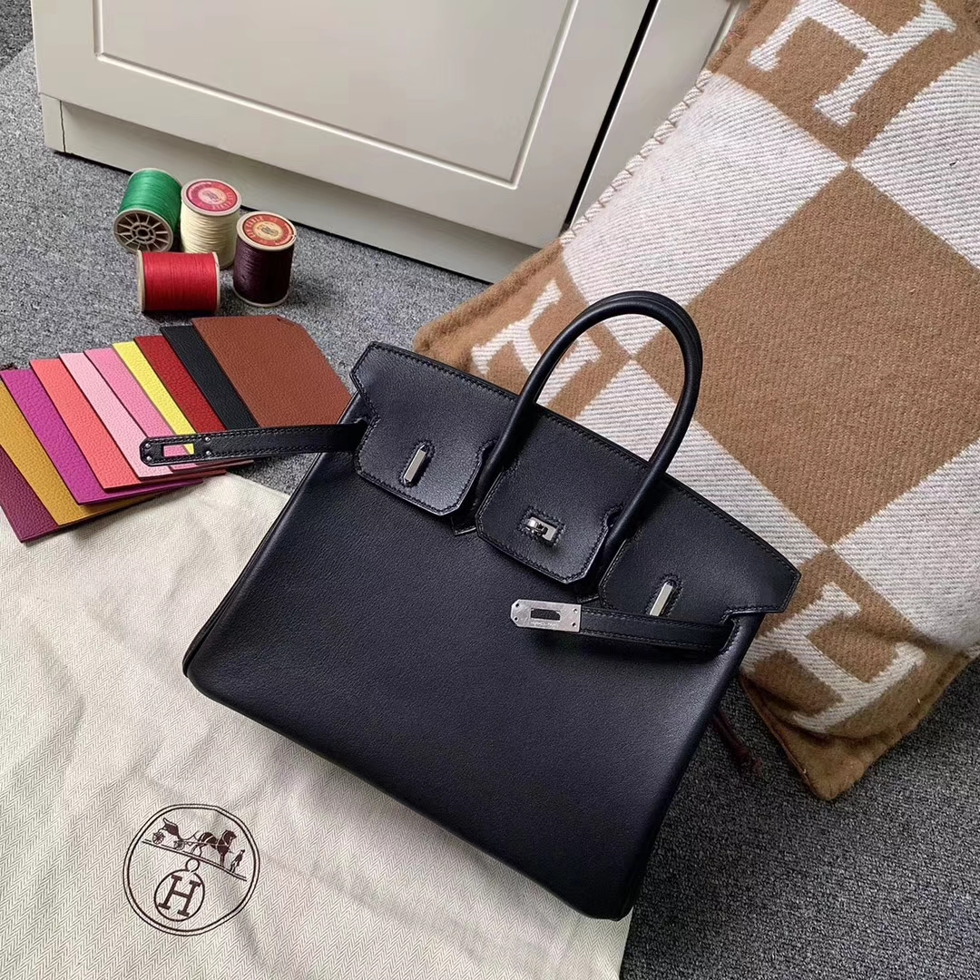 Hermès（爱马仕）Birkin铂金包 CK89 黑色 原厂御用顶级Swift 皮 银扣 25cm