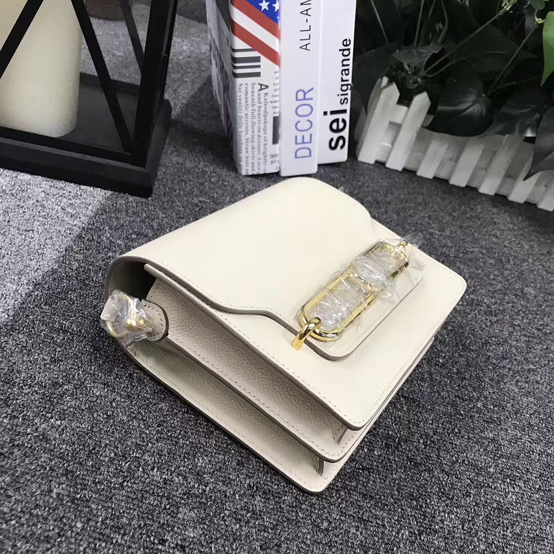 Hermès（爱马仕）Roulis猪鼻包 奶昔白 原厂御用顶级Ever Color 皮 银扣 19cm