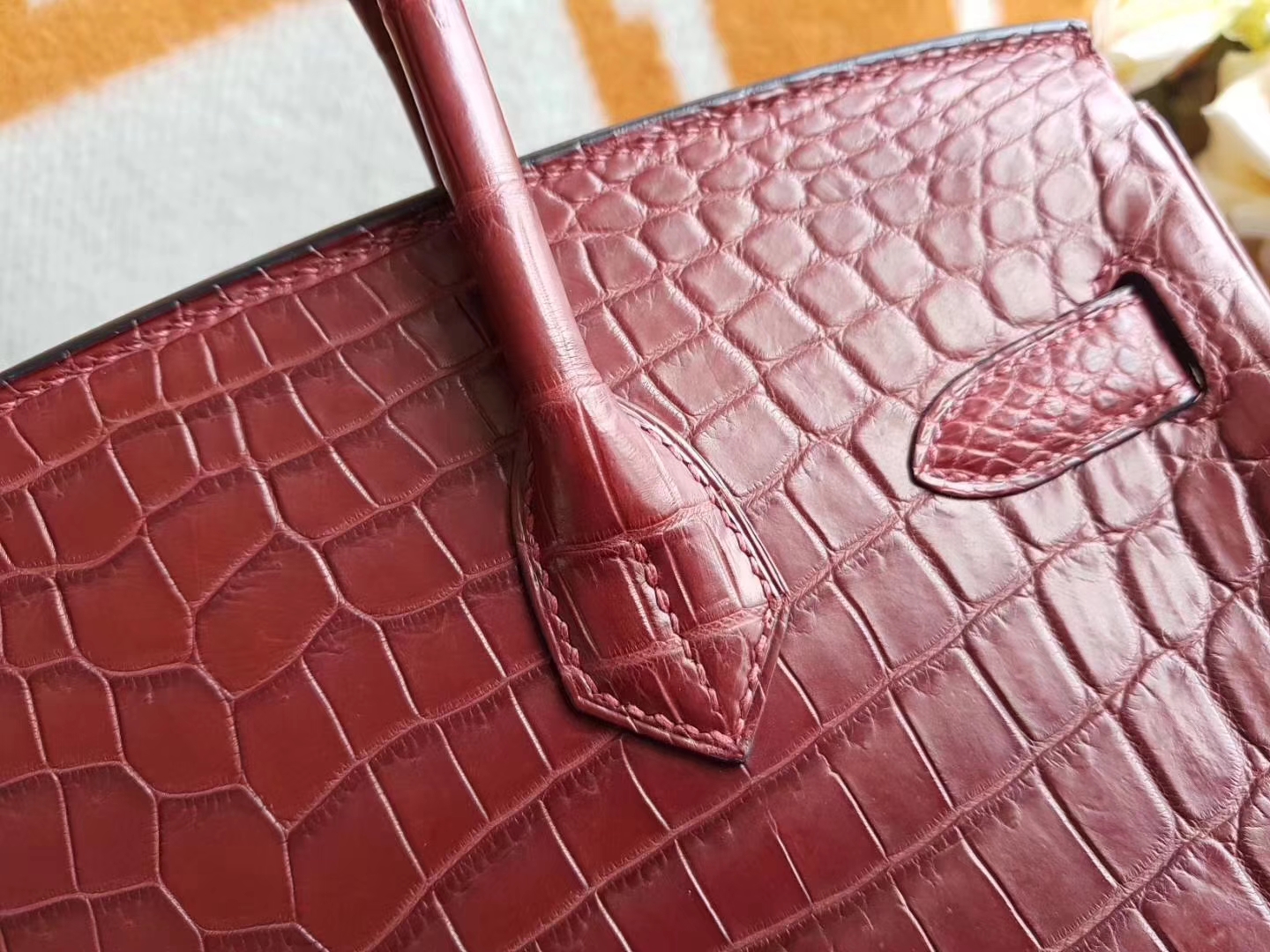 Hermès（爱马仕）Birkin铂金包 Hcp两点鳄鱼皮 Rouge H55 爱马仕红 金扣 30cm