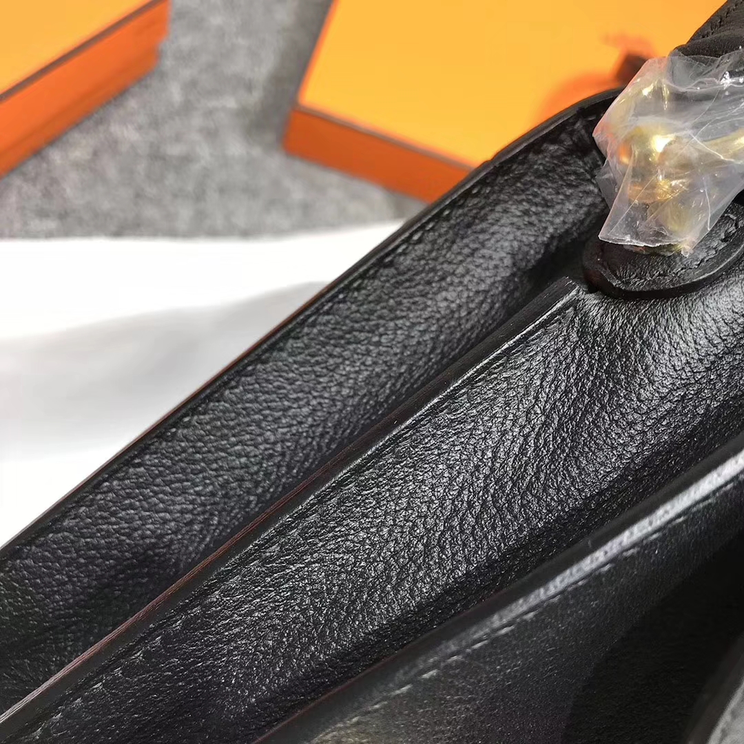 Hermès（爱马仕）Roulis猪鼻包 黑色 原厂御用顶级Ever Color 皮 金扣 19cm