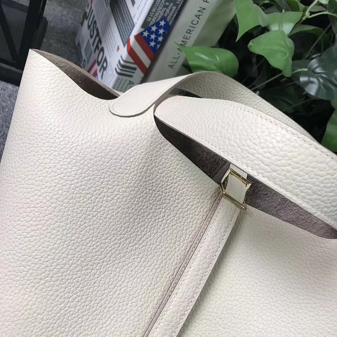Hermès（爱马仕）Picotin菜篮包 奶昔白 原厂御用顶级TC皮 Lock 金扣 22cm 现货